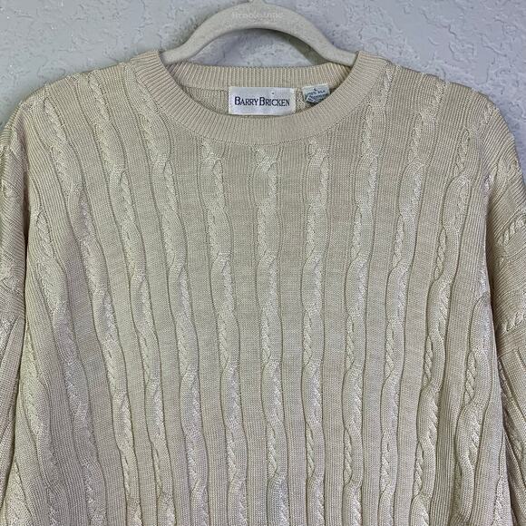 BARRY BRICKIN Sweater Vintage Silk Cable Knit‎ Crew Neck Pullover Drop Shoulder - Picture 4 of 11